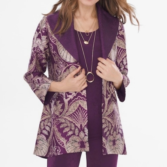 CHICO'S Travelers Crinkle Reversible Mystique Purple light JACKET Size 3 - Picture 2 of 10